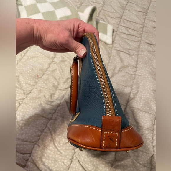 Dooney & Bourke Teal and Brown Leather Satchel - Picture 6 of 10